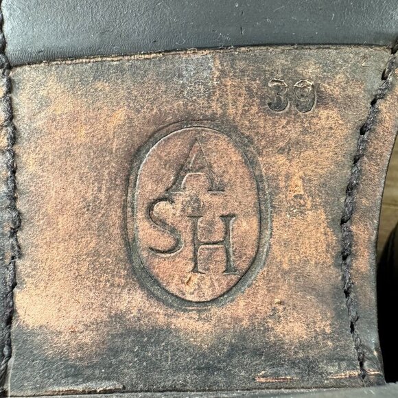 Ash Black Leather Double Silver Buckle Grunge Moto Ankle Boots US Size 8 / 39 - Picture 13 of 15